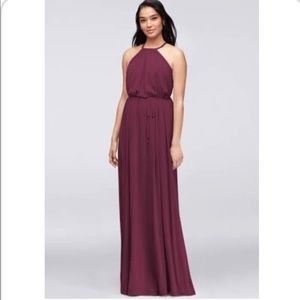 David’s Bridal Soft Mesh Halter Bridesmaids dress